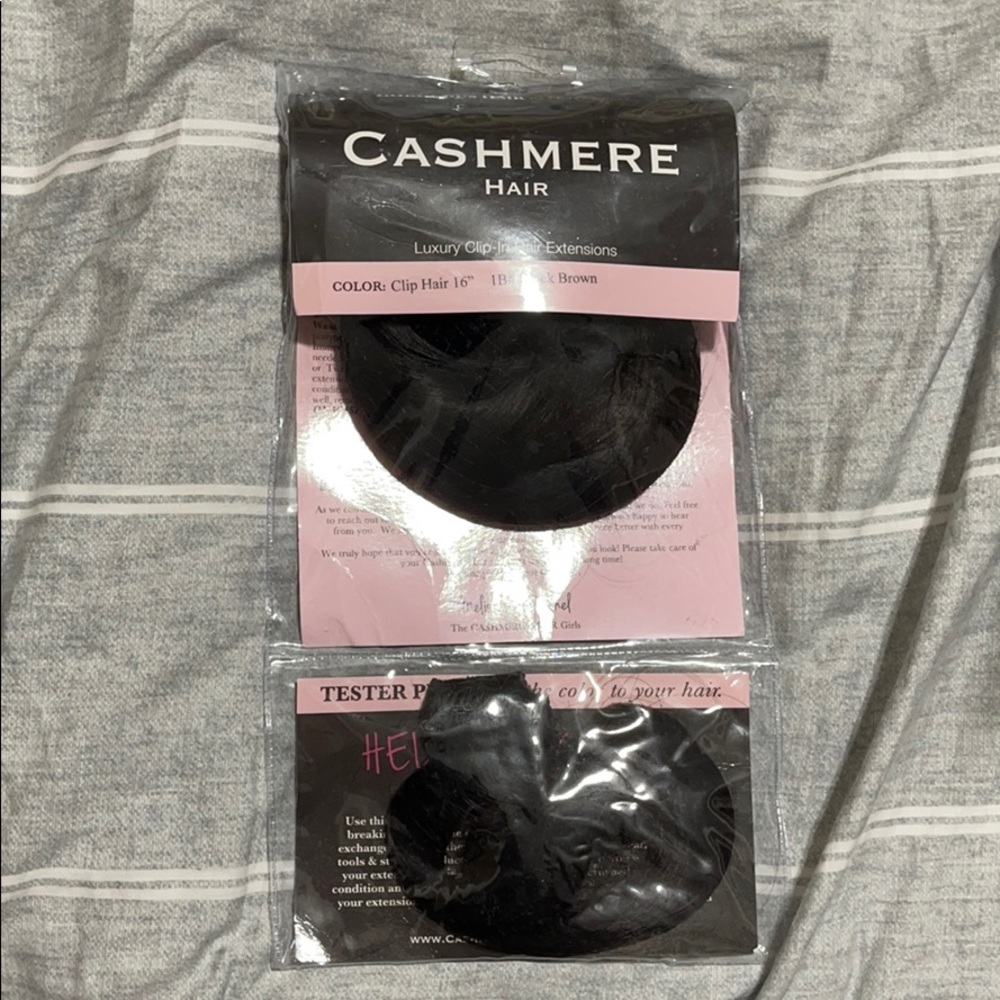 Cashmere Hair Clip In Hair Ext 16” 1B# Black Brown